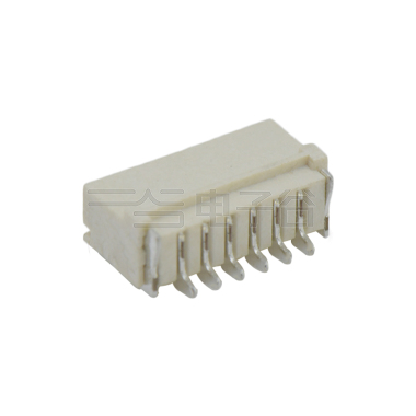 Pitch1.0mm 90°单排带扣卧贴 Wafer 6Pin 本色 镀亮锡