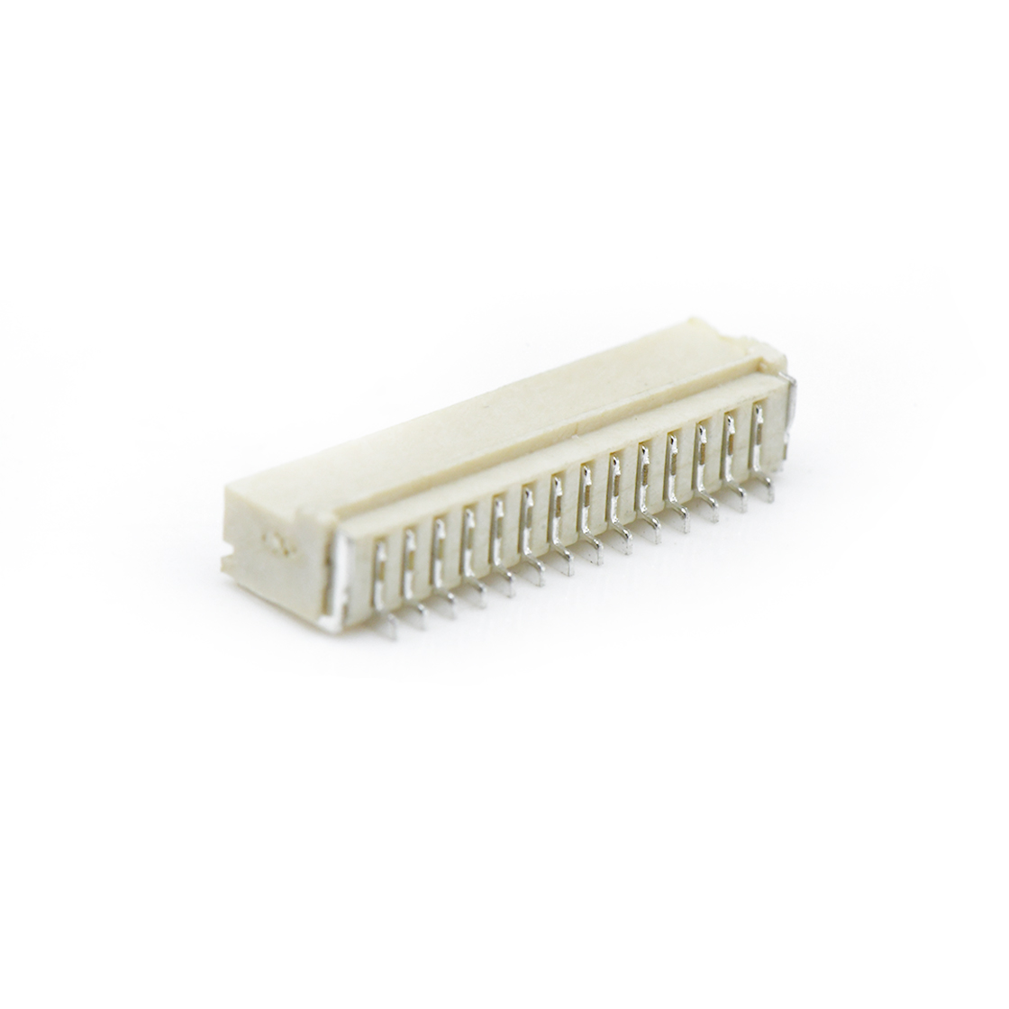 Pitch1.0mm 90°单排带扣卧贴 Wafer 14Pin 本色 镀亮锡