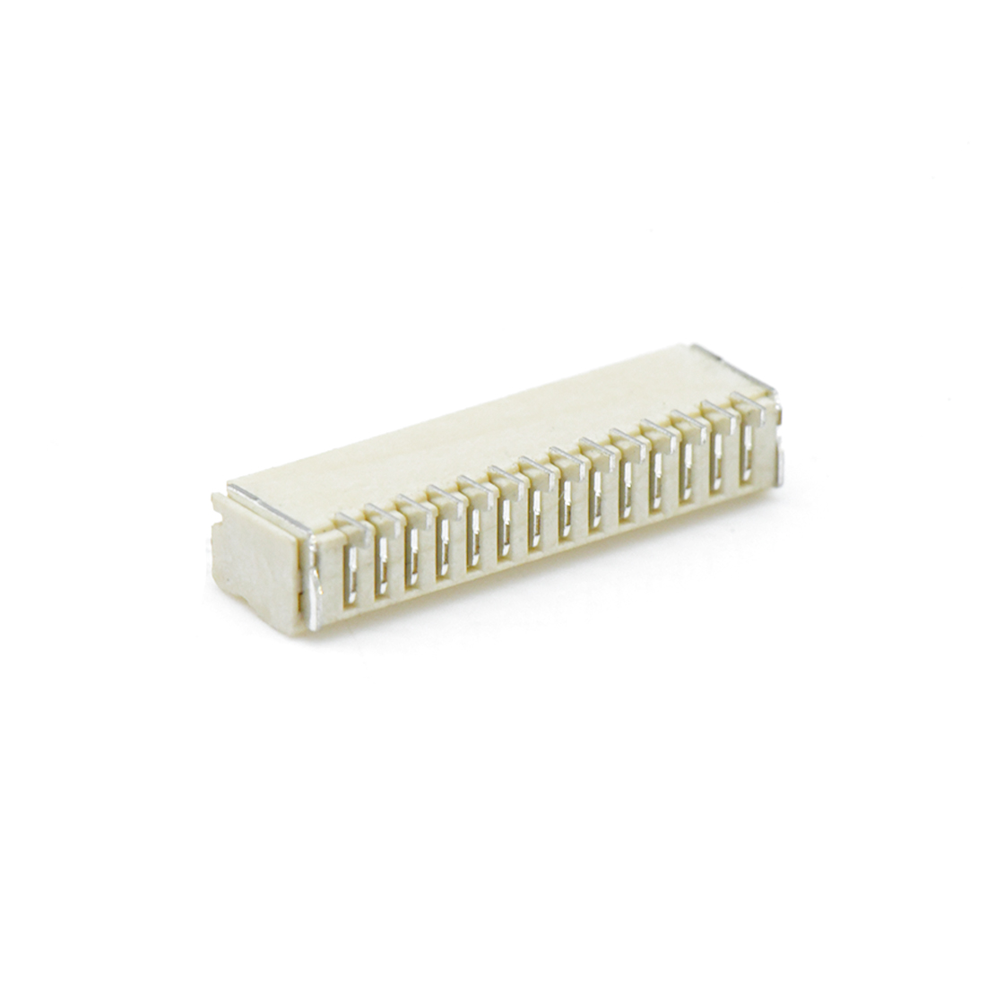Pitch1.0mm 90°单排带扣卧贴 Wafer 14Pin 本色 镀亮锡