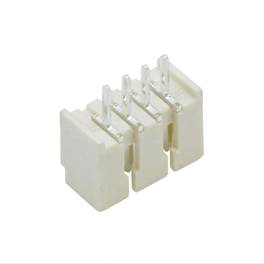 Pitch 1.25mm 180º单排开口立插 Wafer 4Pin 米黄色 亮锡