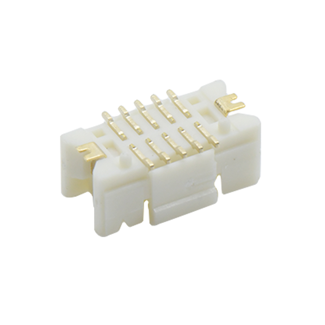 Pitch 1.25mm 180°双排立贴带柱带附附盖Wafer 2x5pin 本色 Gold Flash