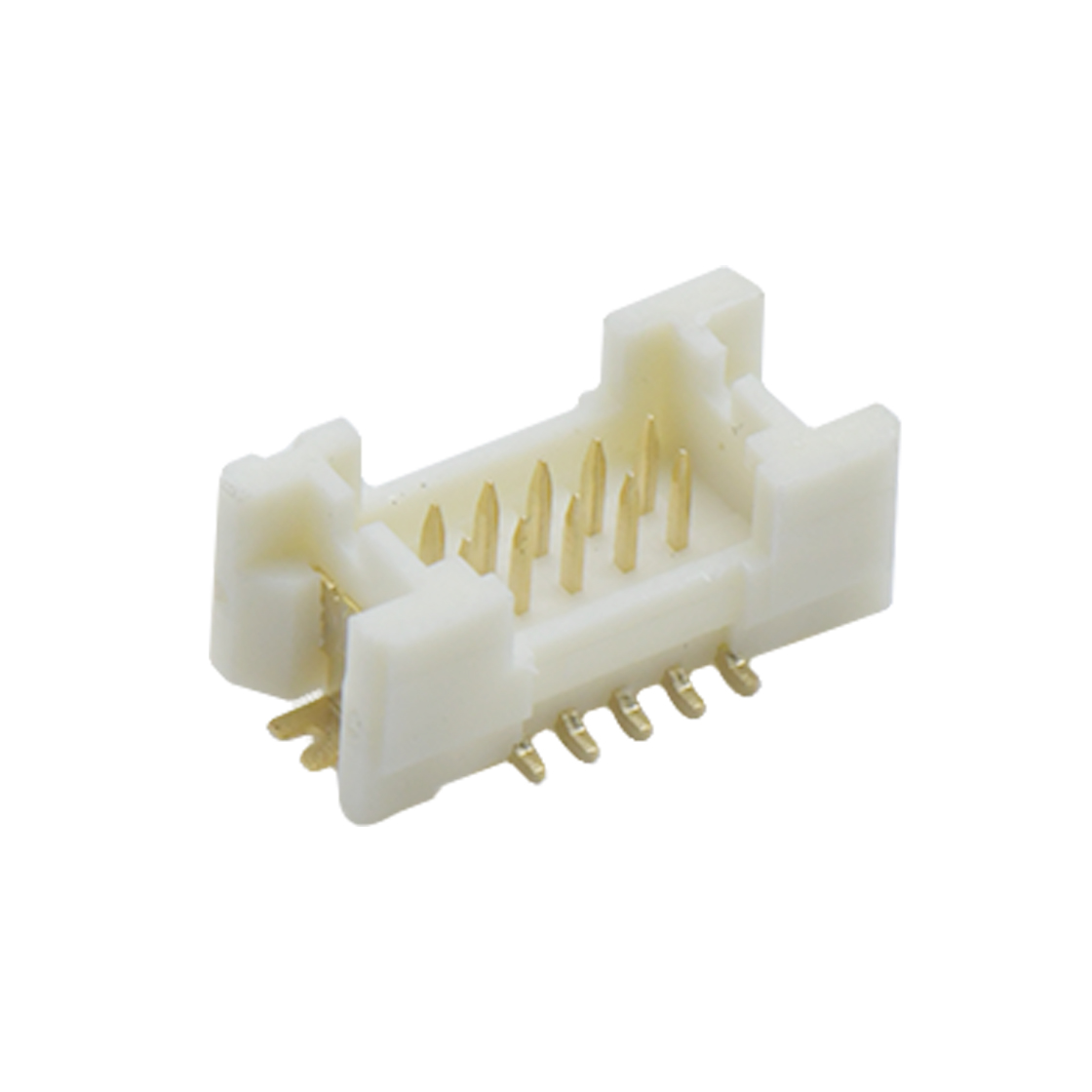 Pitch 1.25mm 180°双排立贴带柱带附附盖Wafer 2x5pin 本色 Gold Flash