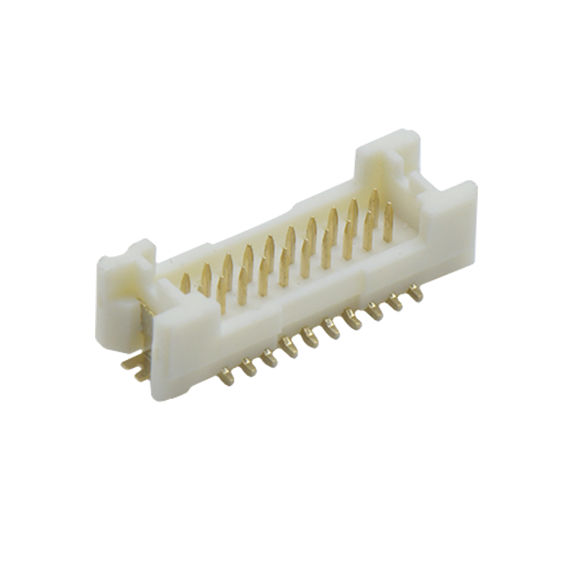 Pitch 1.25mm 180°双排立贴带柱带附附盖Wafer 2x10pin 本色 Gold Flash