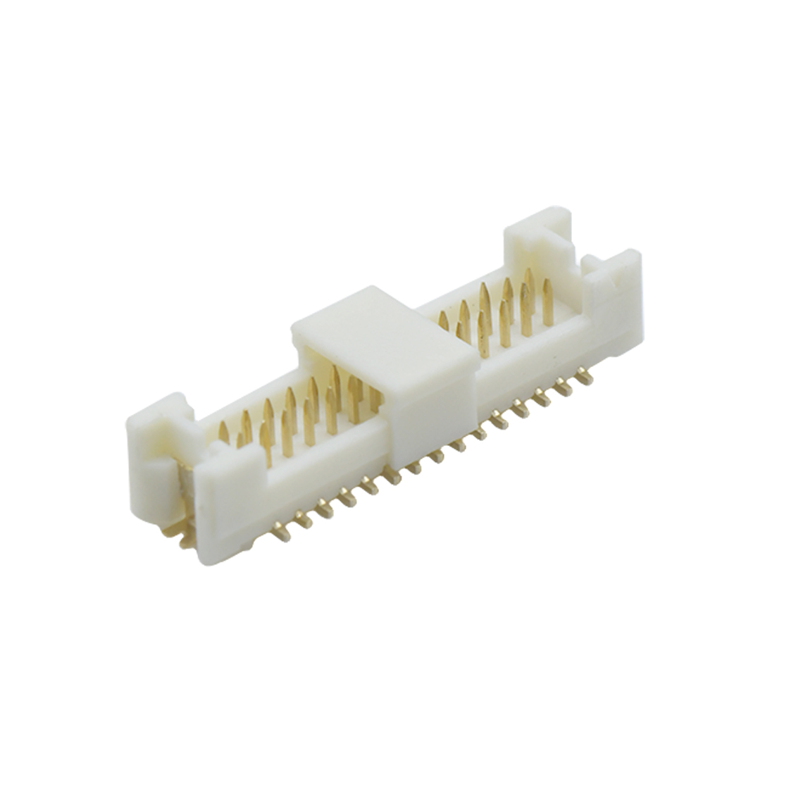 Pitch 1.25mm 180°双排立贴带柱带附附盖Wafer 2x15pin 本色 Gold Flash