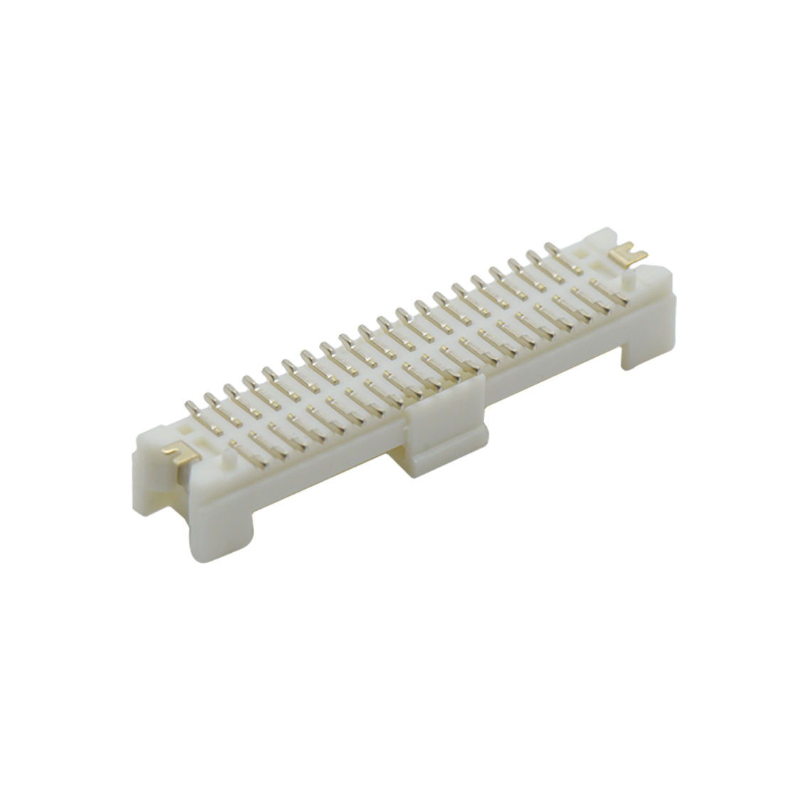 Pitch 1.25mm 180°双排立贴带柱带附附盖Wafer 2x20pin 本色 Gold Flash