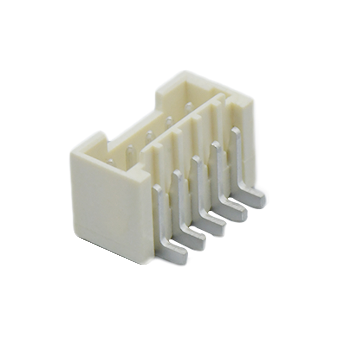 Pitch 1.50mm 180°单排立贴带扣 Wafer 5Pin 本色 镀雾锡