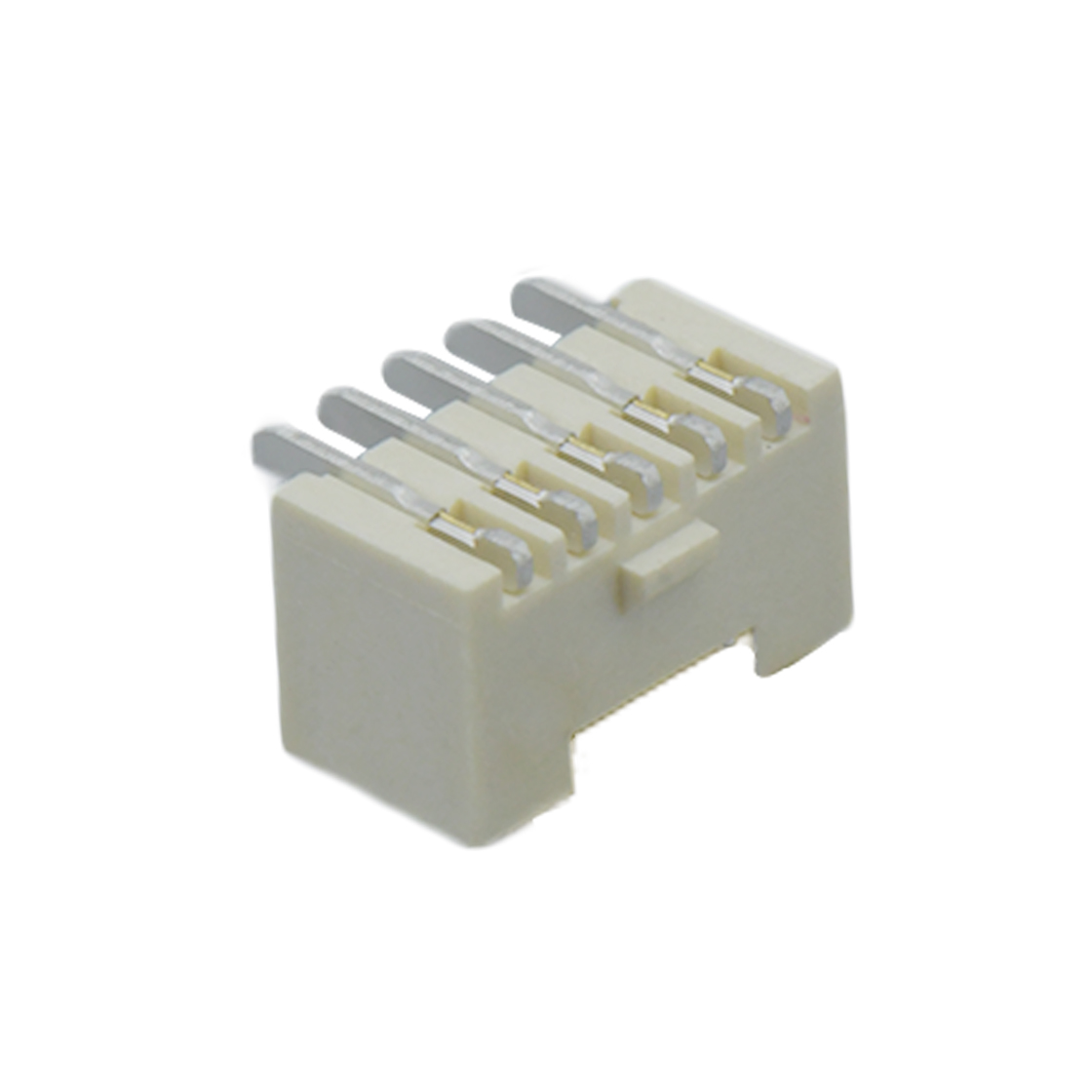 Pitch 1.50mm 180°单排立贴带扣 Wafer 5Pin 本色 镀雾锡