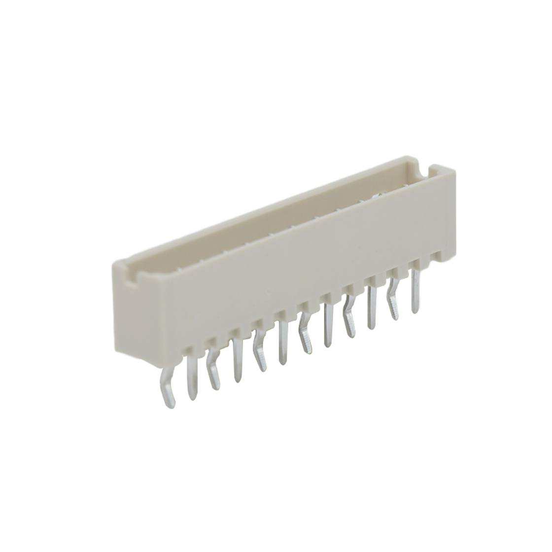 Pitch2.00mm 180°单排立插打外K Wafer 12Pin 本色 镀亮锡