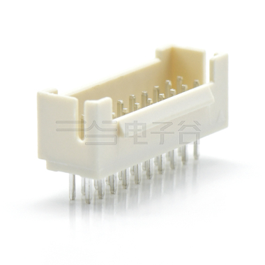 Pitch 2.00mm 180°双排DIP型 Wafer PA46 2x10pin 米黄色 镀亮锡