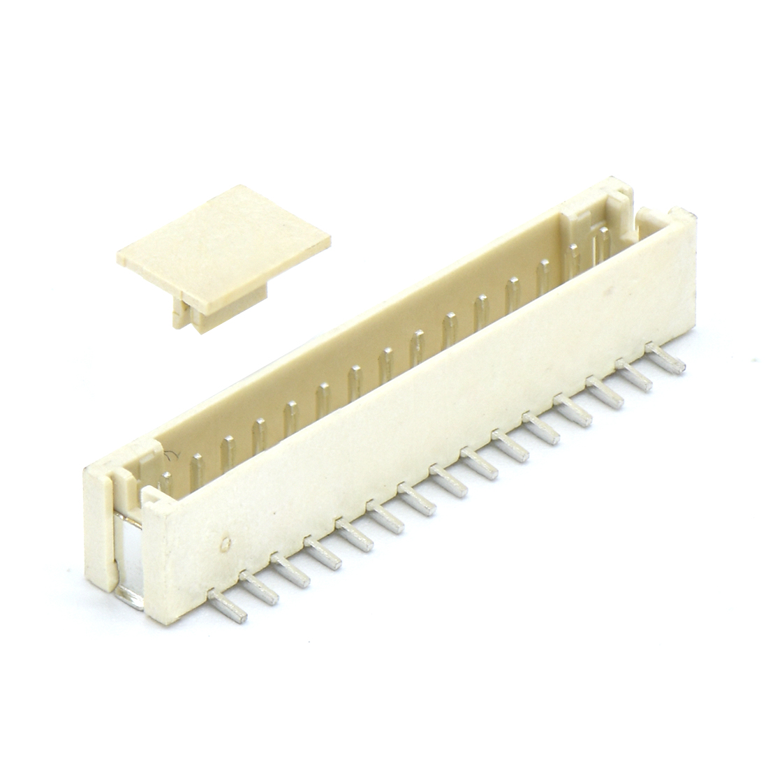 Pitch 2.00mm 单排立贴 无卤 Wafer 15Pin 米黄色 亮锡