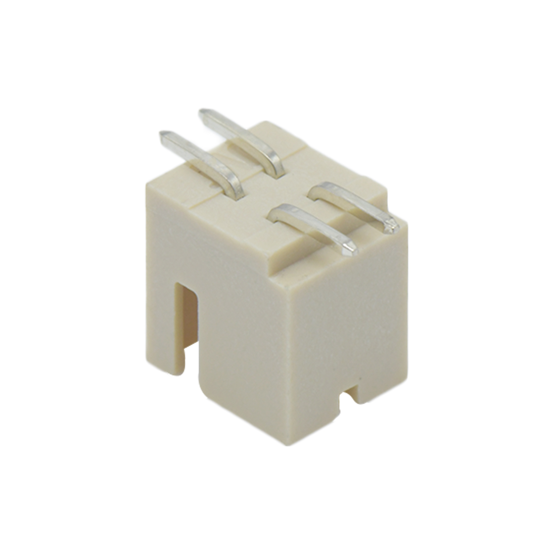 Pitch 2.0mm 180°双排带扣立贴无logo Wafer 2x2pin 米黄色 镀亮锡