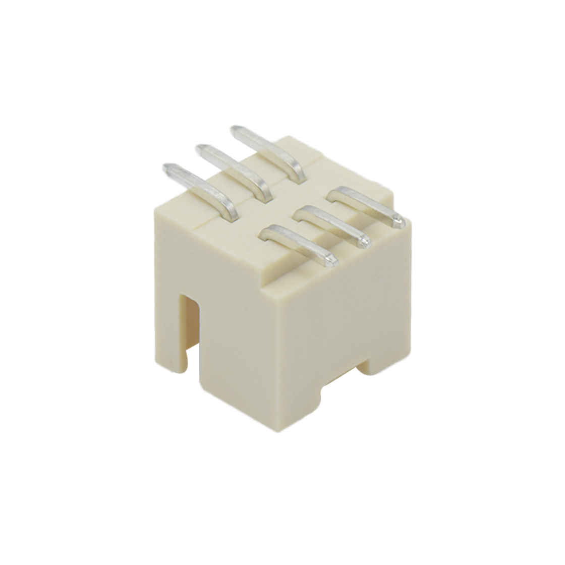 Pitch 2.0mm 180°双排带扣立贴无logo Wafer 2x3pin 米黄色 镀亮锡