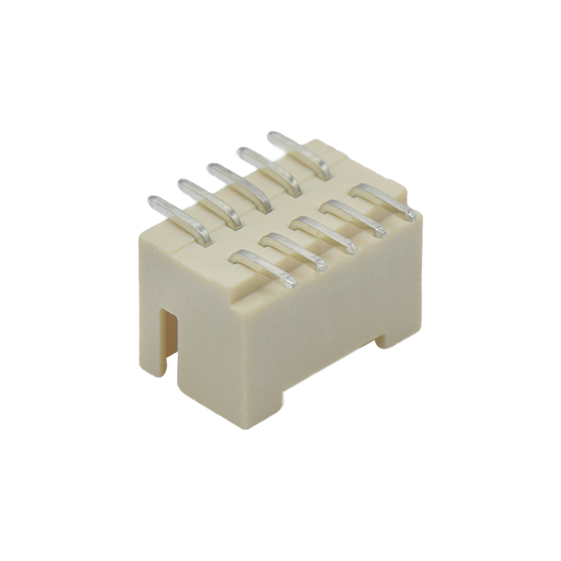 Pitch 2.0mm 180°双排带扣立贴无logo Wafer 2x5pin 米黄色 镀亮锡