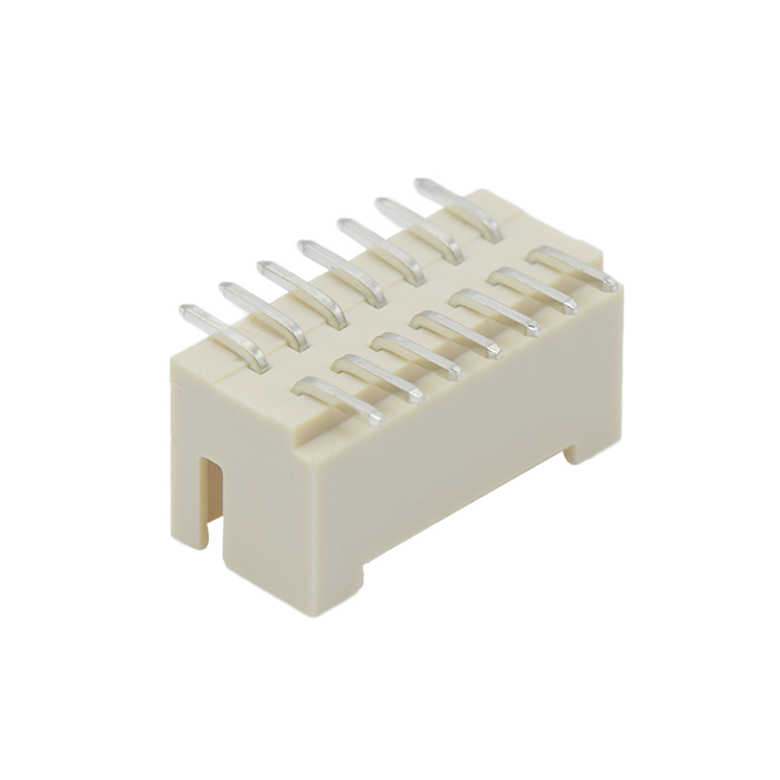 Pitch 2.0mm 180°双排带扣立贴无logo Wafer 2x7pin 米黄色 镀亮锡