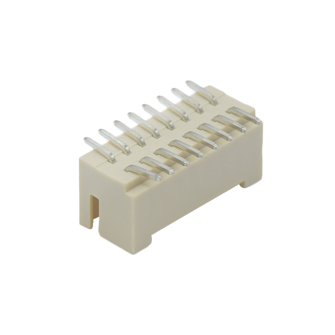 Pitch 2.0mm 180°双排带扣立贴无logo Wafer 2x8pin 米黄色 镀亮锡