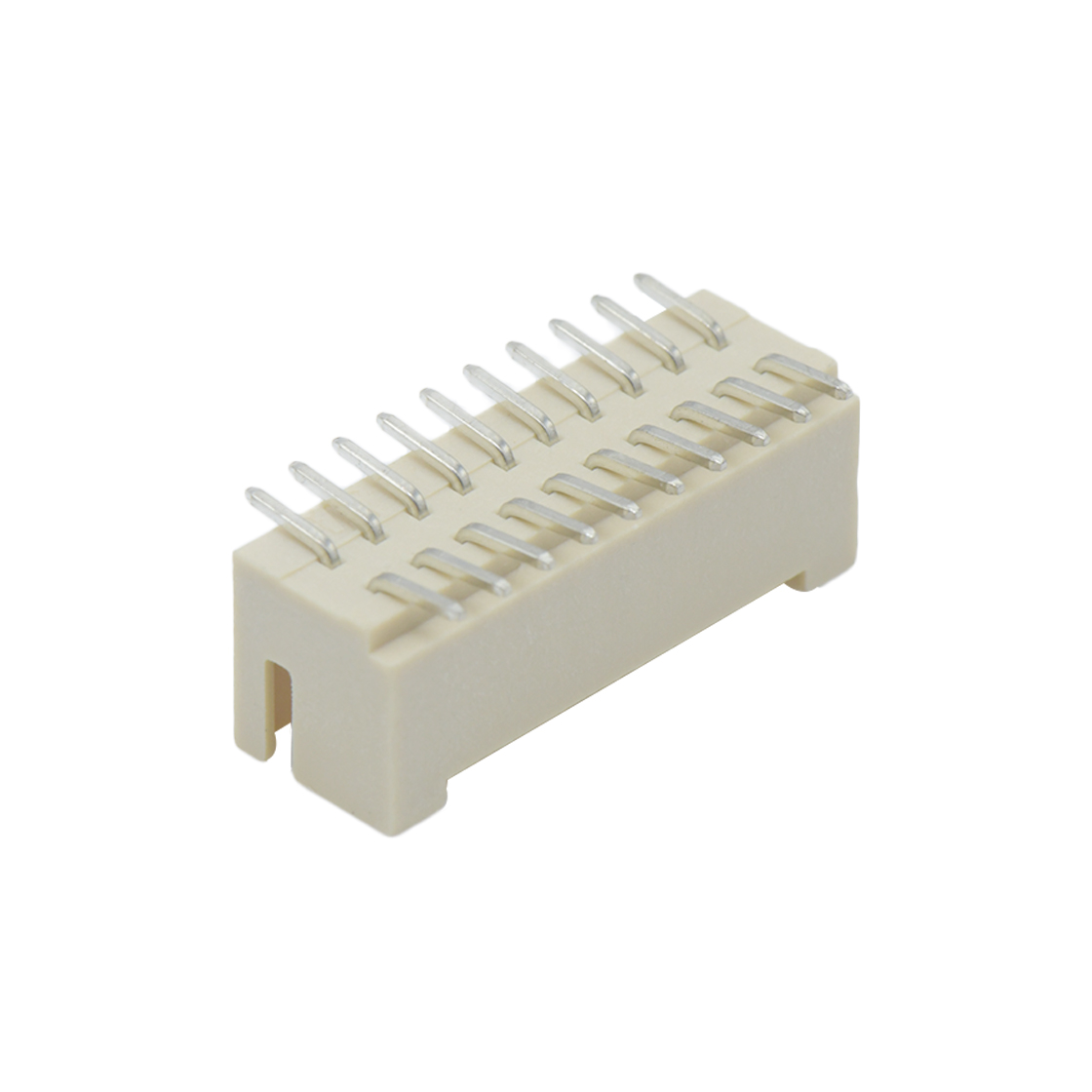 Pitch 2.0mm 180°双排带扣立贴无logo Wafer 2x10pin 米黄色 镀亮锡