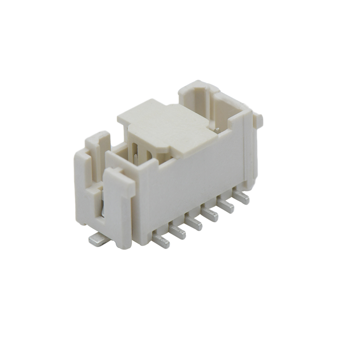 Pitch 2.0mm 180°双排带扣带接地片立贴 Wafer 2x6pin 本色 镀雾锡