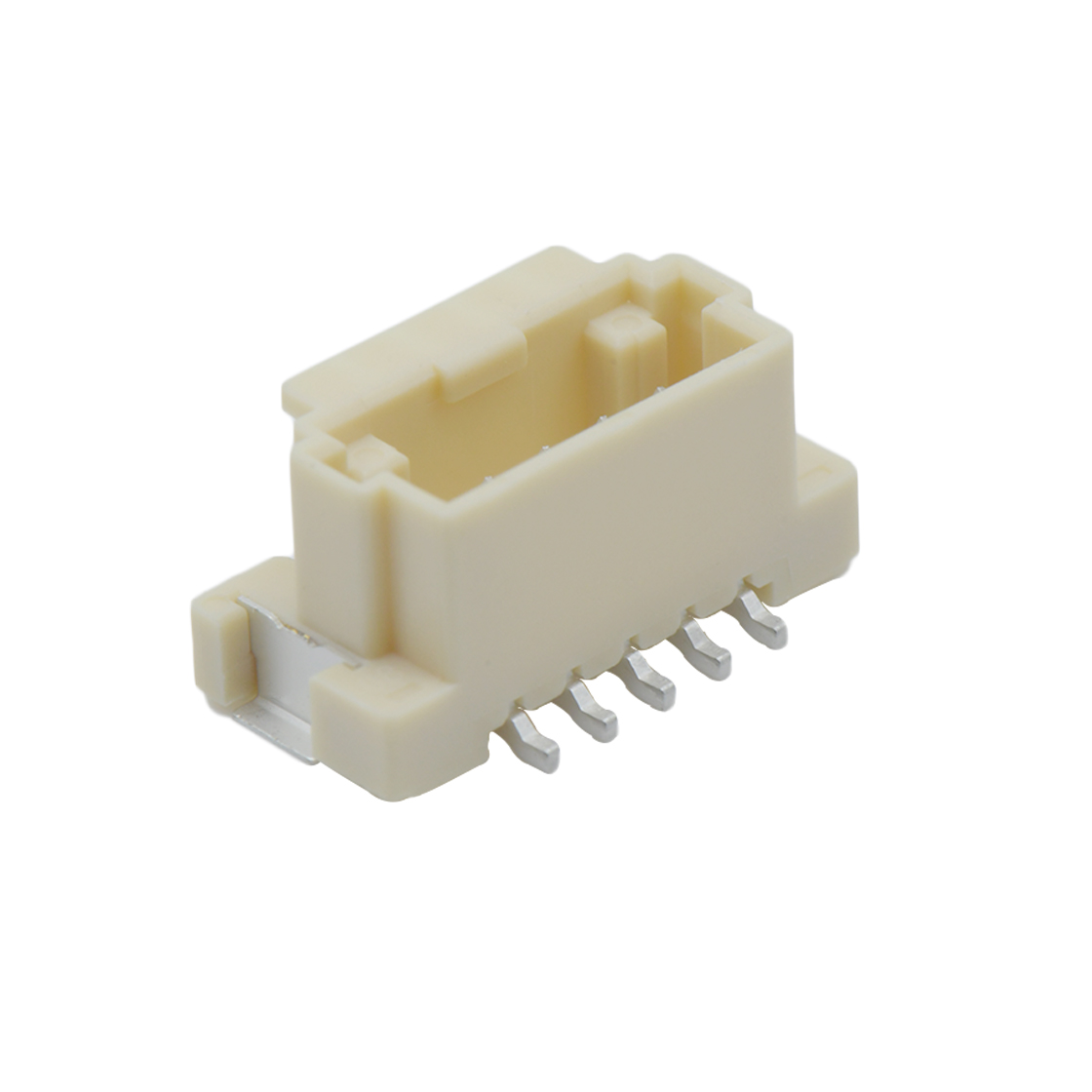 Pitch2.00mm 180°单排带扣立贴Wafer PA9T有卤 5Pin 本色 镀雾锡