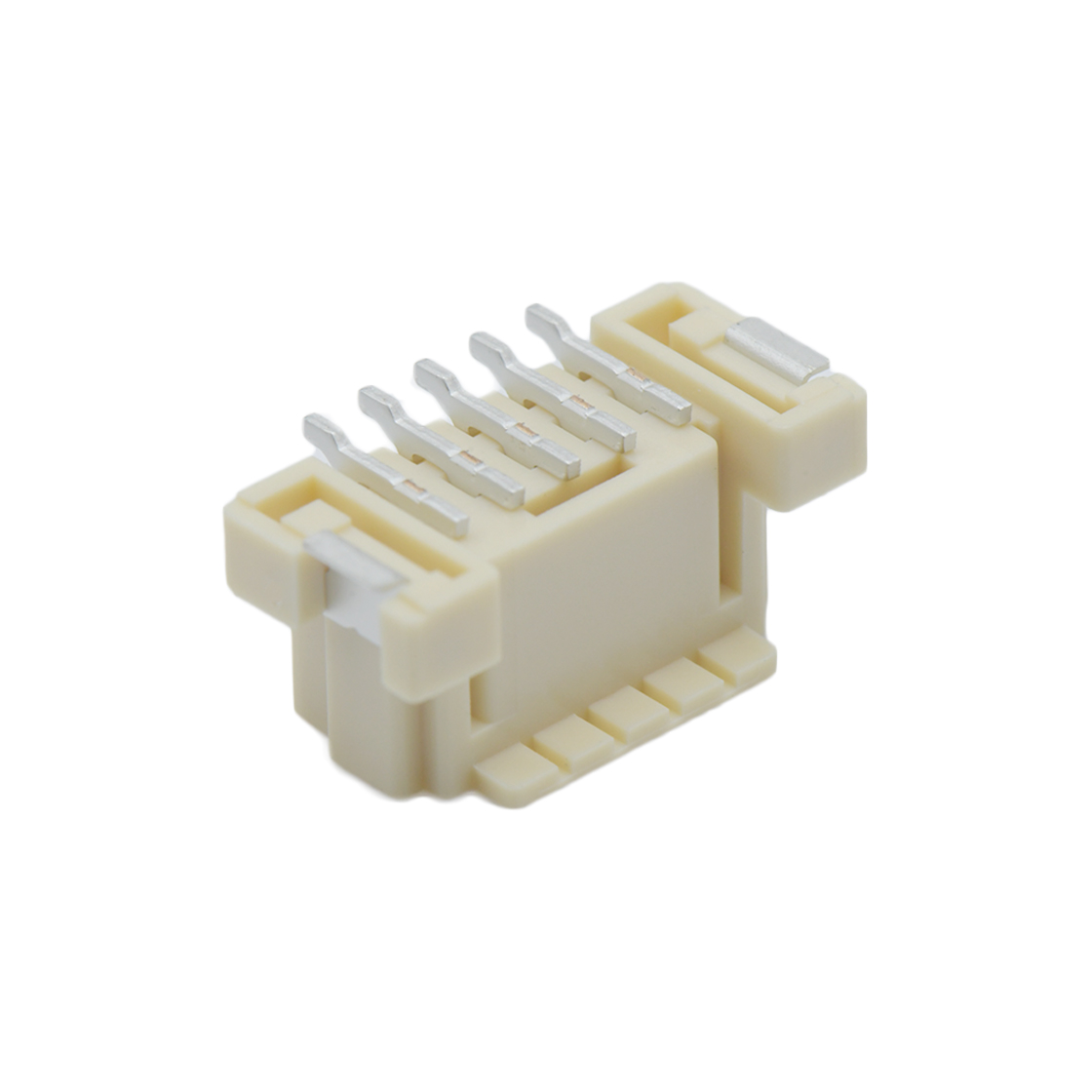Pitch2.00mm 180°单排带扣立贴Wafer PA9T有卤 5Pin 本色 镀雾锡