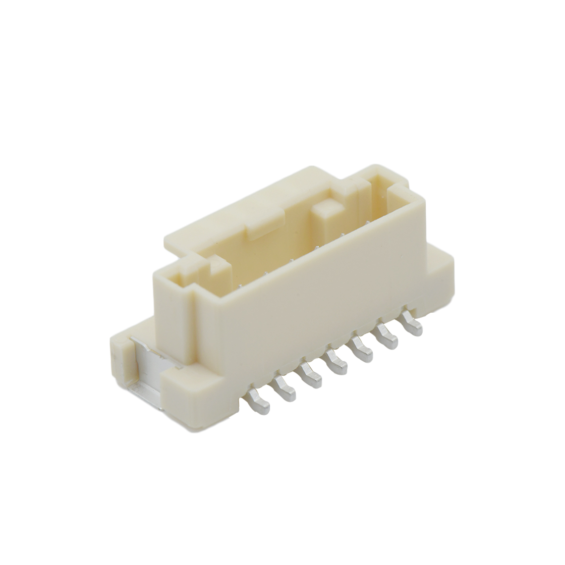 Pitch2.00mm 180°单排带扣立贴Wafer PA9T有卤 7Pin 本色 镀雾锡