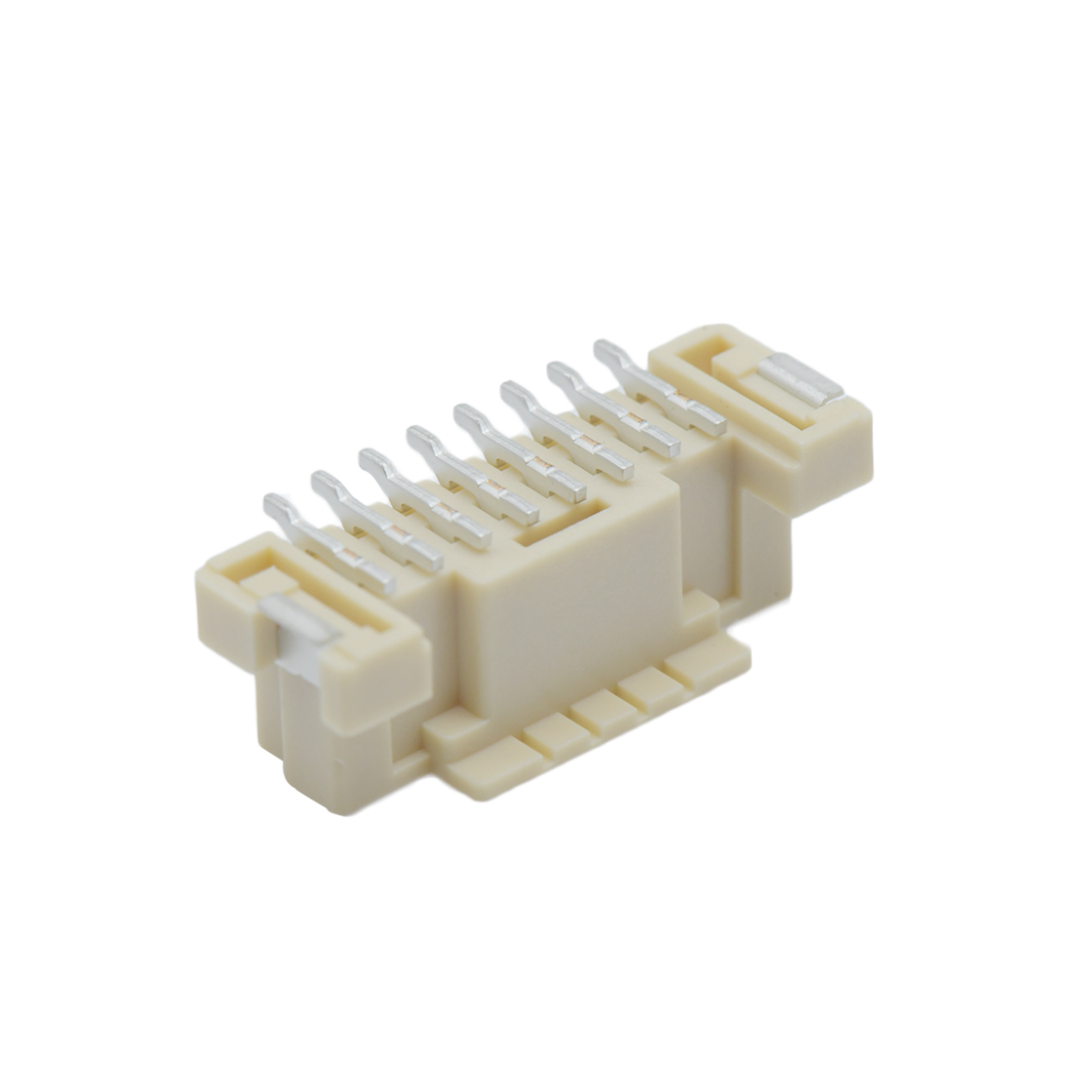 Pitch2.00mm 180°单排带扣立贴Wafer PA9T有卤 8Pin 本色 镀雾锡