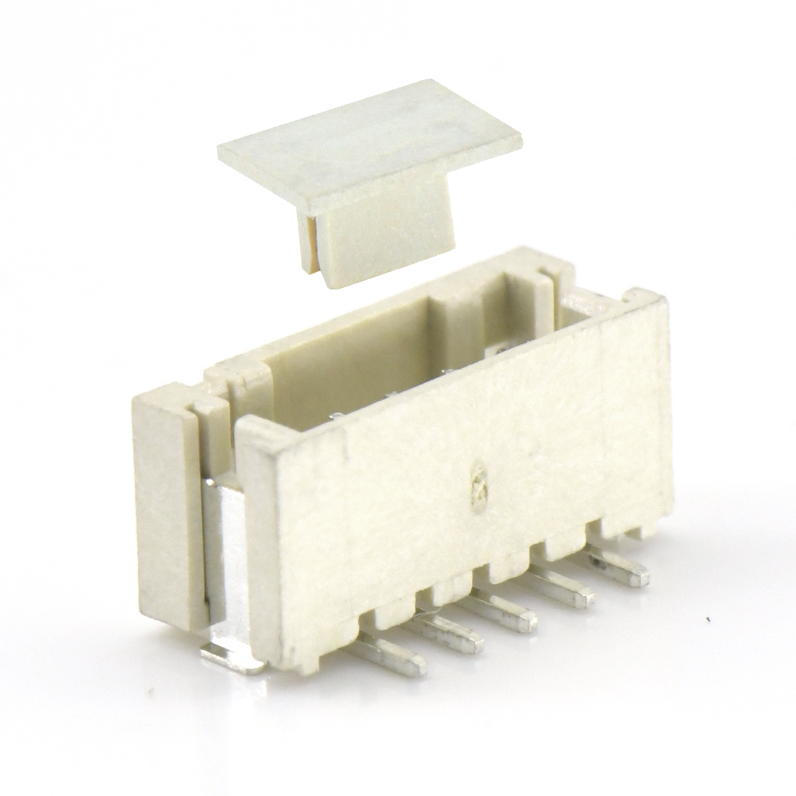 Pitch 2.00mm 180°单排立贴 Wafer 5pin 米黄色 镀亮锡
