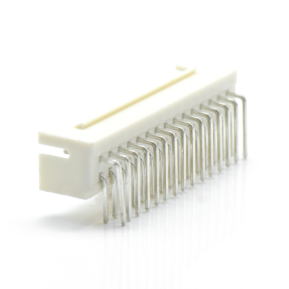 Pitch 2.0mm 90° 双排不带定位弯针 Wafer 2X10Pin 本色 镀亮锡