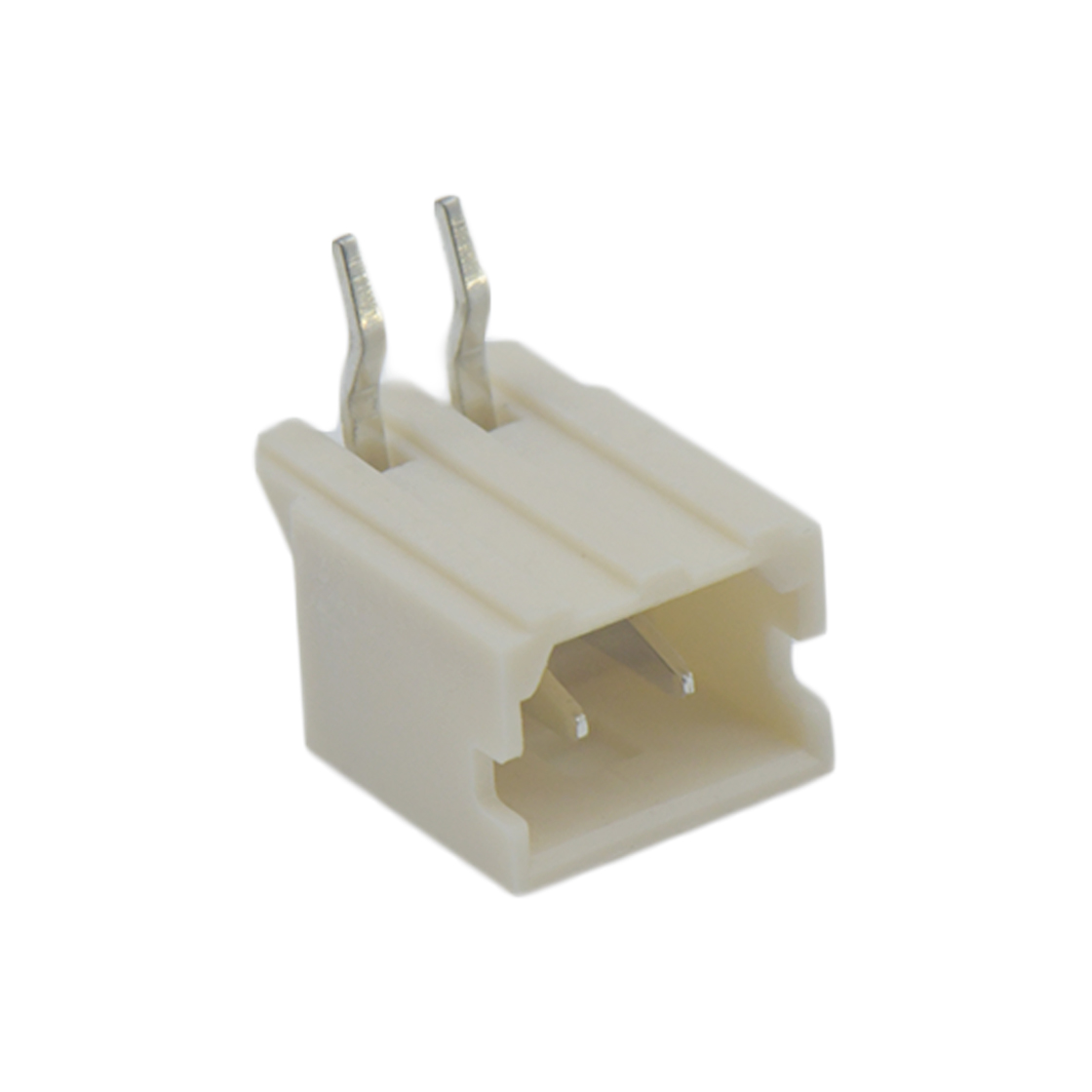 Pitch2.00mm 90° 单排卧插打外K Wafer 2Pin 本色 镀亮锡