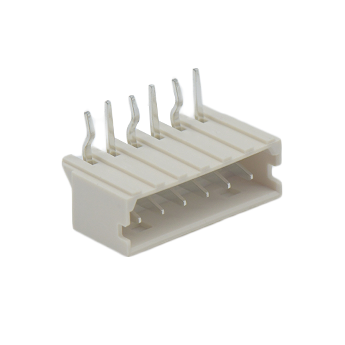 Pitch2.00mm 90° 单排卧插打外K Wafer 6Pin 本色 镀亮锡