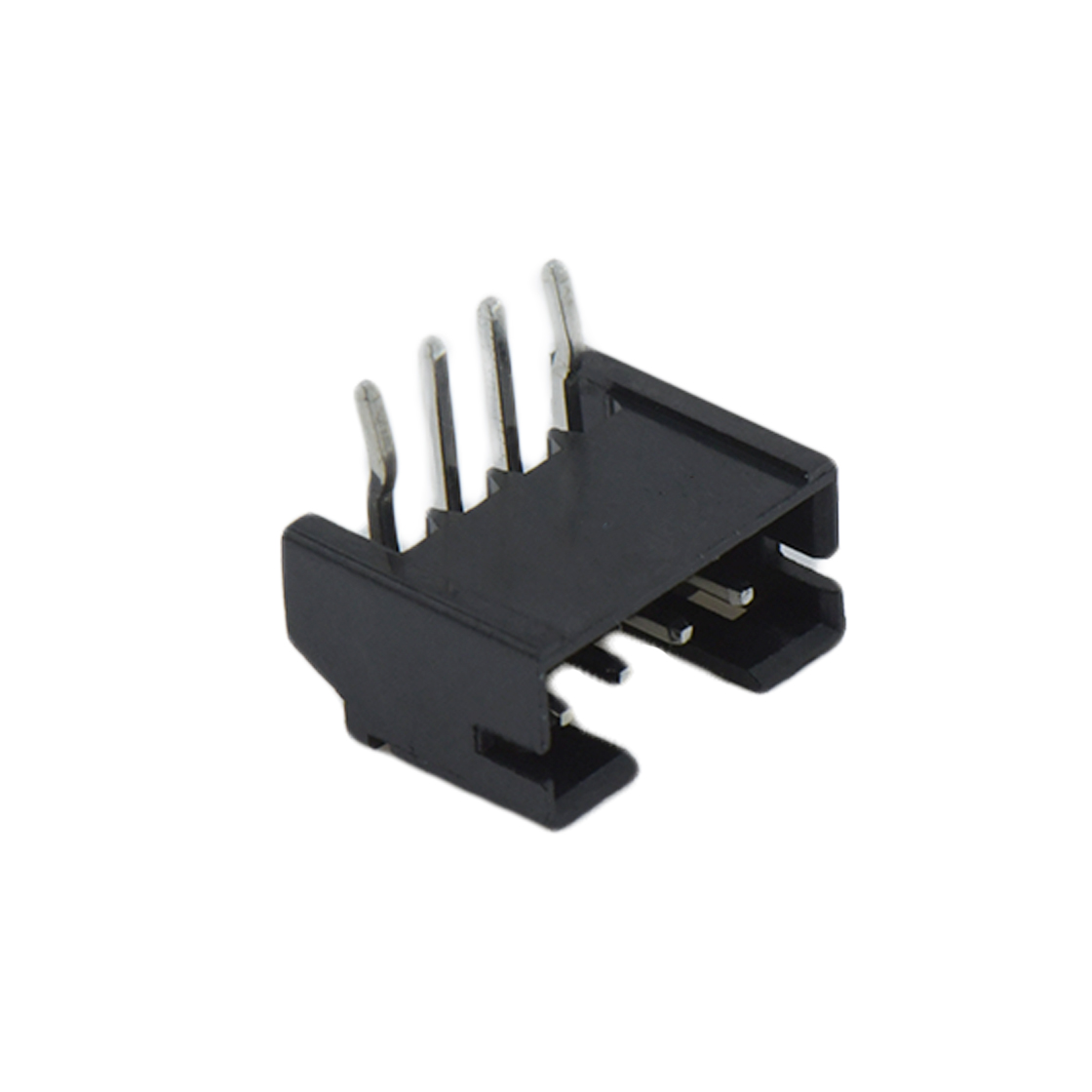 Pitch 2.0mm 90°单排卧插带定位墙打外K Wafer 4pin 黑色 镀亮锡