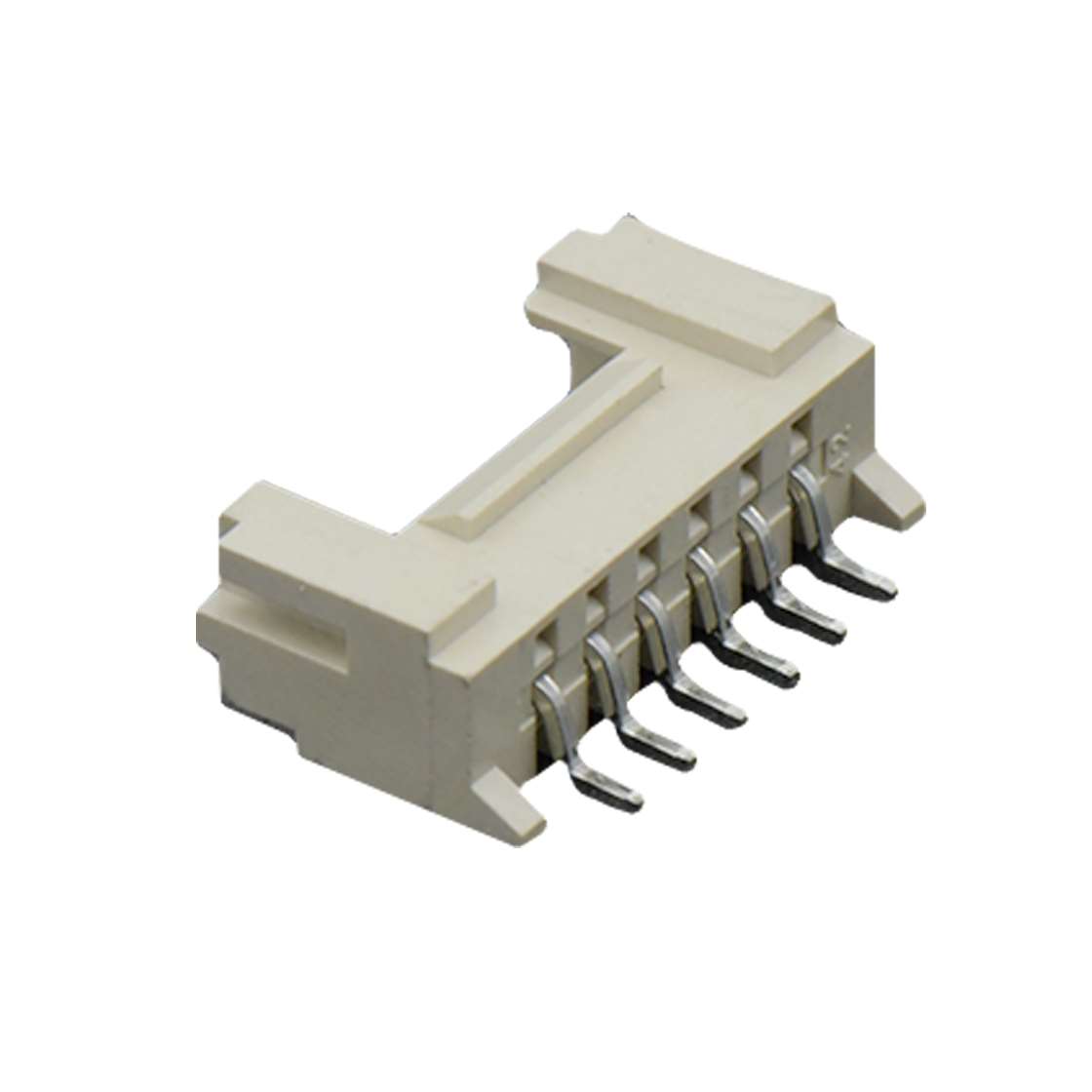 Pitch 2.0mm 90°单排卧贴 Wafer LCP 6pin 米黄色 镀亮锡