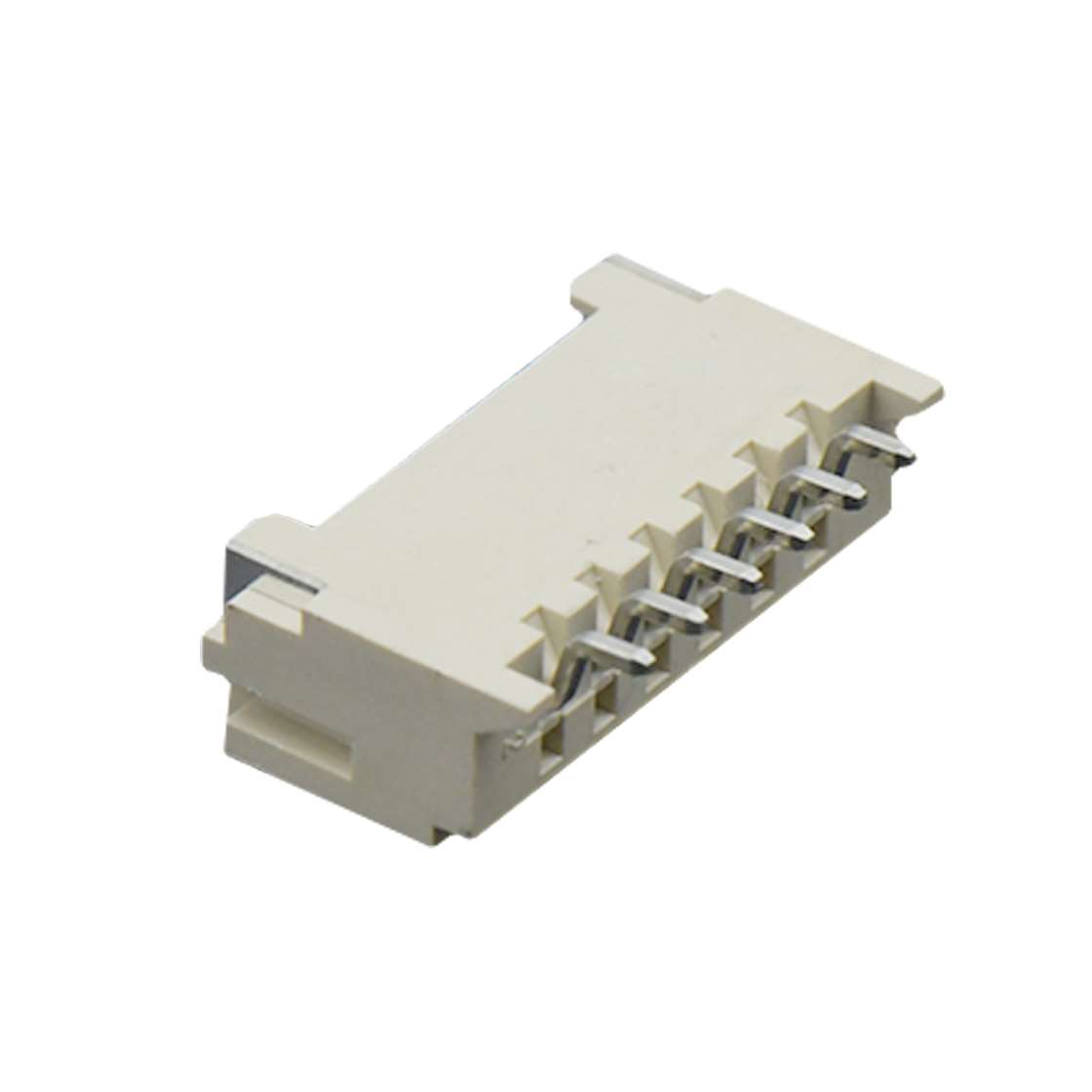 Pitch 2.0mm 90°单排卧贴 Wafer LCP 6pin 米黄色 镀亮锡