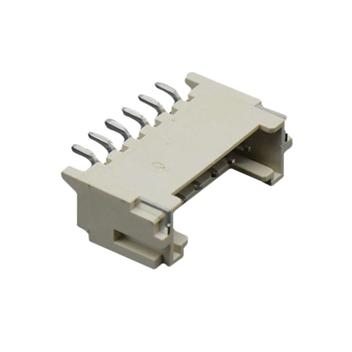 Pitch 2.0mm 90°单排卧贴 Wafer LCP 6pin 米黄色 镀亮锡
