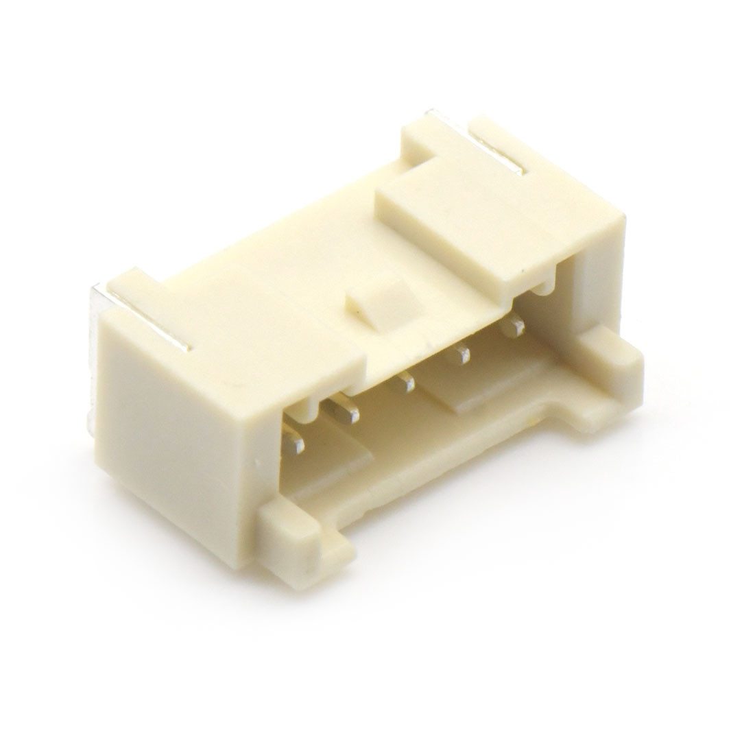 Pitch 2.0mm 90°PA单排卧贴 Wafer 5pin 米黄色 PA10T,UL94V-0 镀亮锡