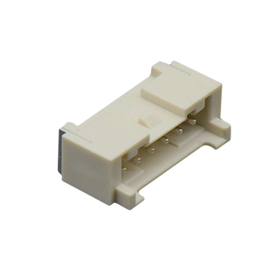 Pitch 2.0mm 90°PA单排卧贴 Wafer 6pin 米黄色 PA10T,UL94V-0 镀亮锡