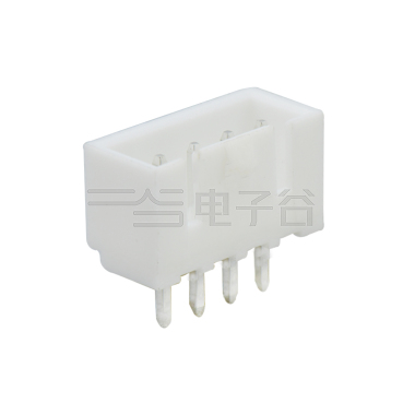 Pitch 2.50mm 180°单排带扣DIP型 Wafer 4Pin 白色 镀亮锡
