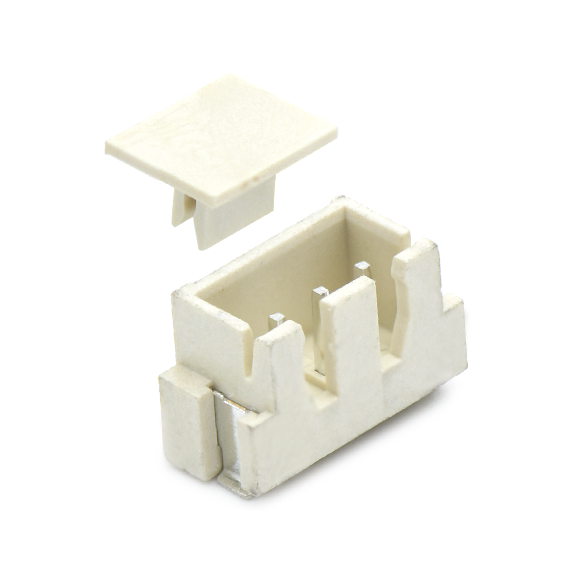 Pitch2.50mm 180º 单排立贴 Wafer 带吸附盖 3Pin 米黄色 镀亮锡