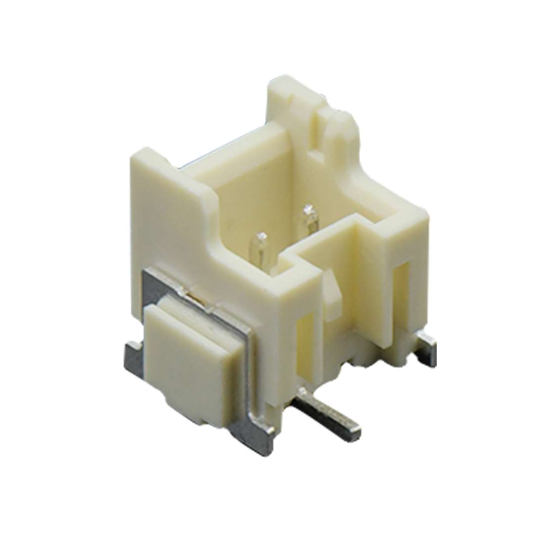 Pitch 2.50mm 180° 单排立贴带扣 带吸附盖 Wafer卷装 2Pin 本色 镀雾锡
