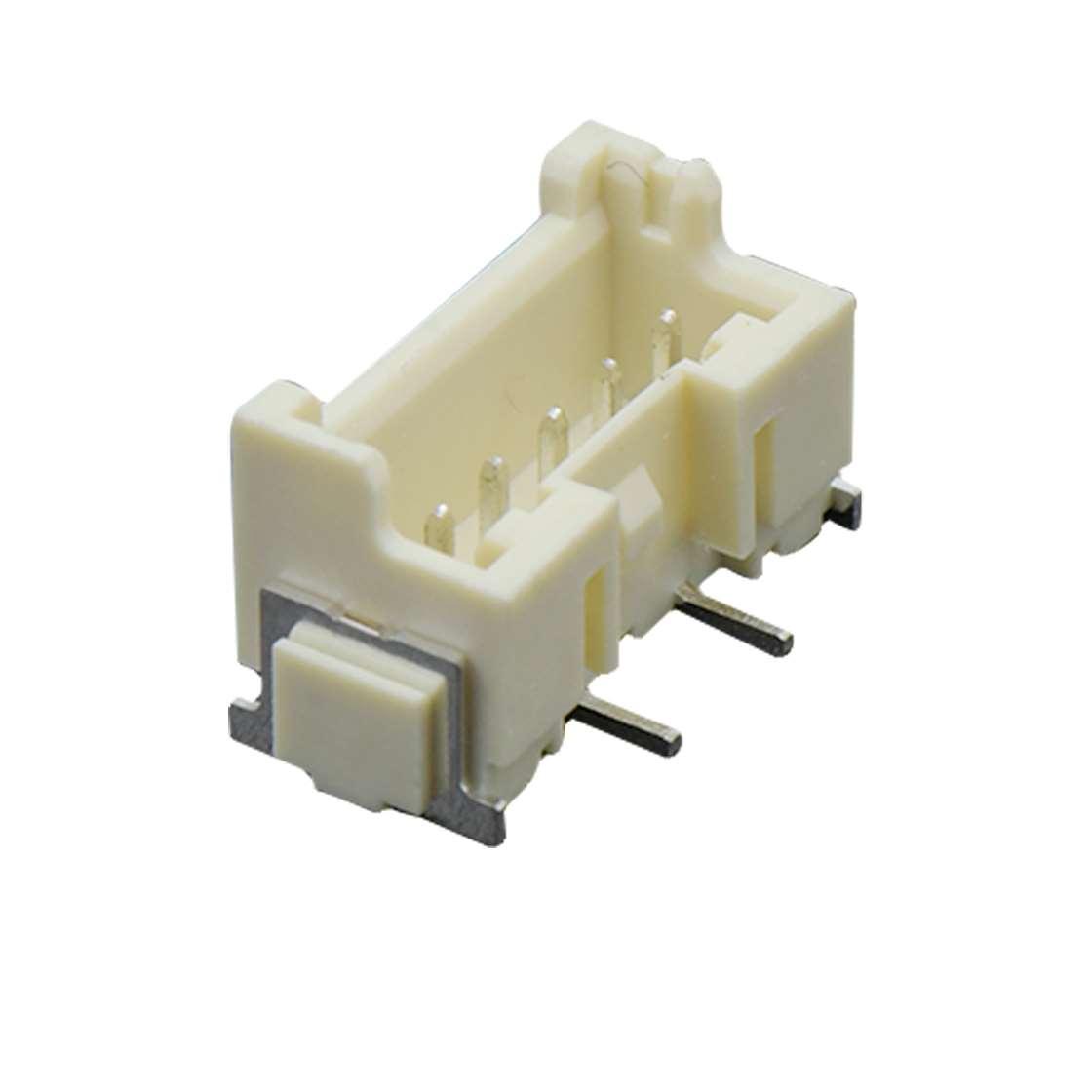 Pitch 2.50mm 180° 单排立贴带扣 带吸附盖 Wafer卷装 5Pin 本色 镀雾锡
