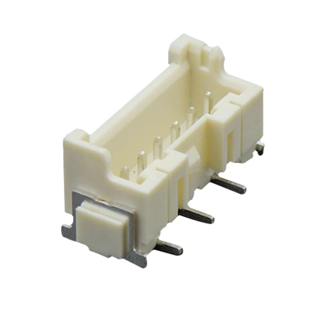 Pitch 2.50mm 180° 单排立贴带扣 带吸附盖 Wafer卷装 6Pin 本色 镀雾锡