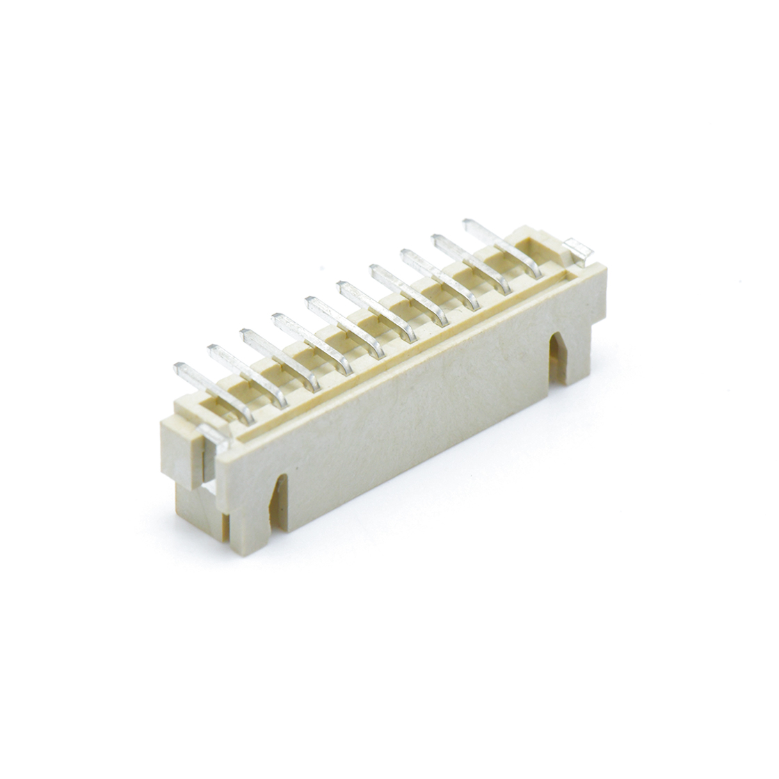 Pitch2.50mm 180° 单排立贴 Wafer带吸附盖 LCP 无卤 10Pin 本色 LCP,94V-0 Brass