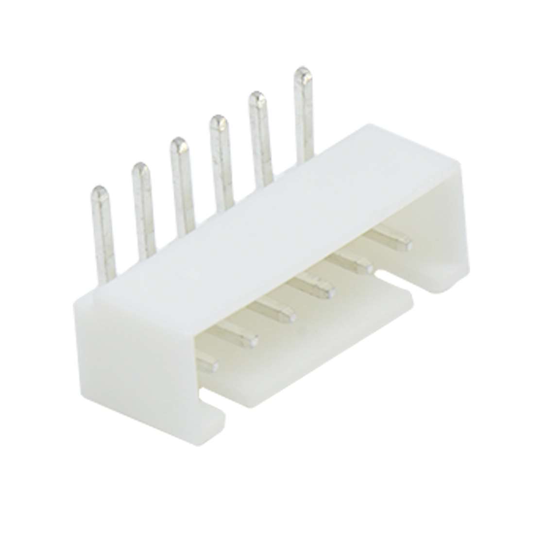 Pitch2.50mm 90°单排卧插带扣Wafer 6Pin 本色 镀亮锡