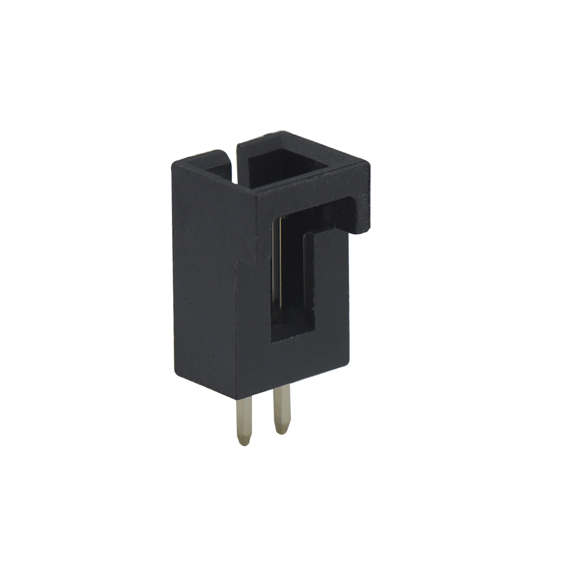 Pitch 2.54mm 180°DIP 立插带扣 Wafer LCP 2Pin 黑色 镀全金15u"