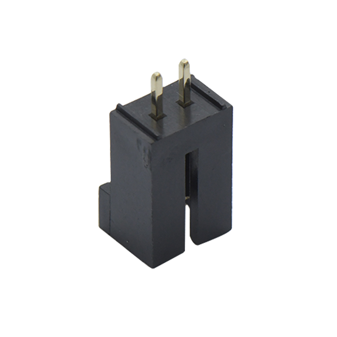 Pitch 2.54mm 180°DIP 立插带扣 Wafer LCP 2Pin 黑色 镀全金15u"