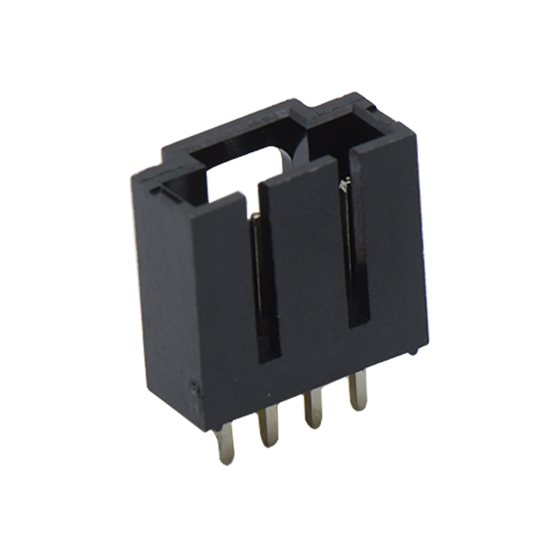 Pitch 2.54mm 180°DIP 立插带扣 Wafer LCP 4Pin 黑色 镀全金15u"