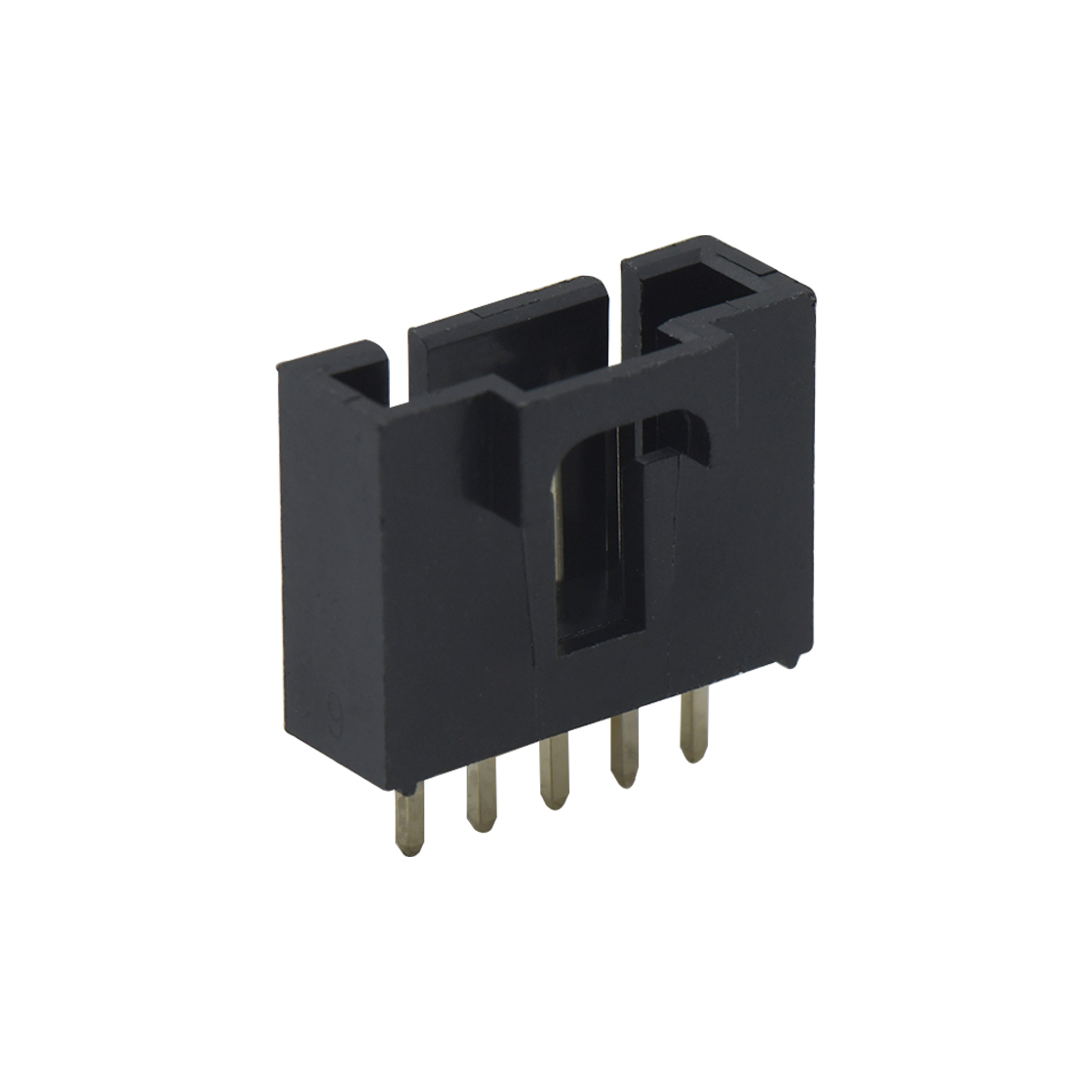 Pitch 2.54mm 180°DIP 立插带扣 Wafer LCP 5Pin 黑色 镀全金15u"