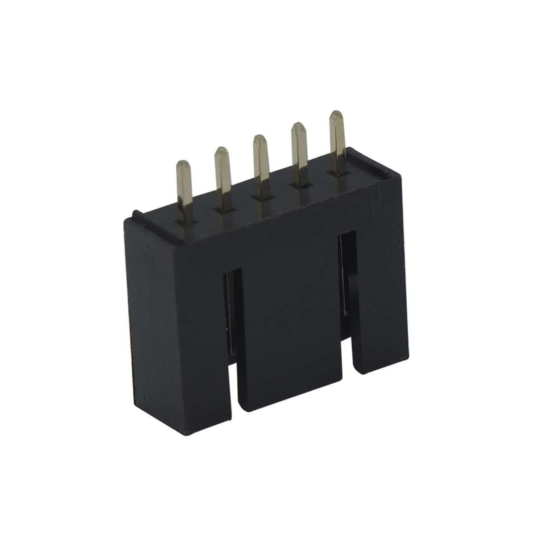 Pitch 2.54mm 180°DIP 立插带扣 Wafer LCP 5Pin 黑色 镀全金15u"