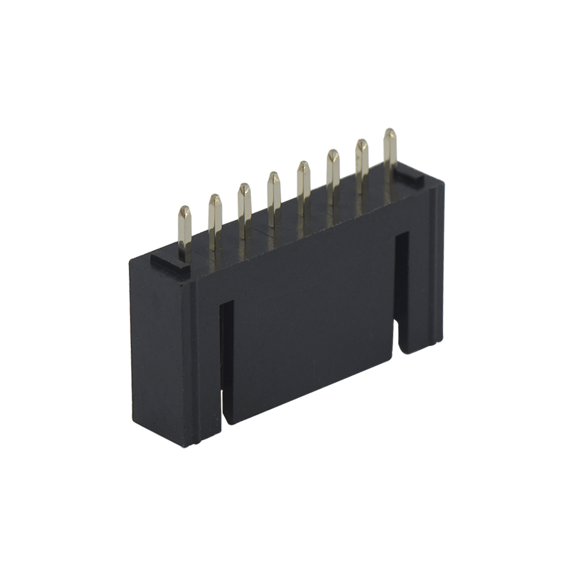 Pitch 2.54mm 180°DIP 立插带扣 Wafer LCP 8Pin 黑色 镀全金15u"