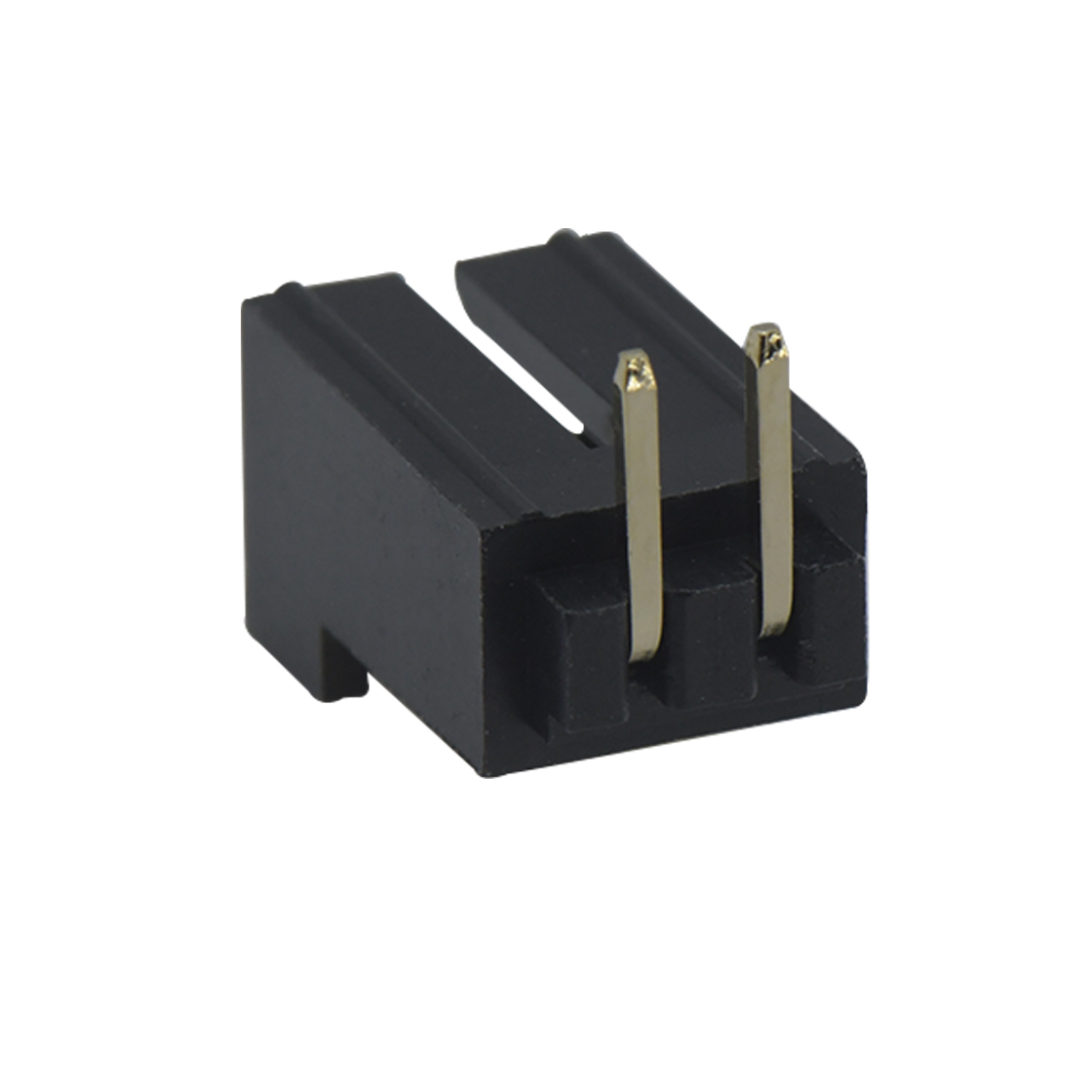 Pitch 2.54mm 90°DIP 卧插带扣 Wafer LCP 2Pin 黑色 镀全金15u"