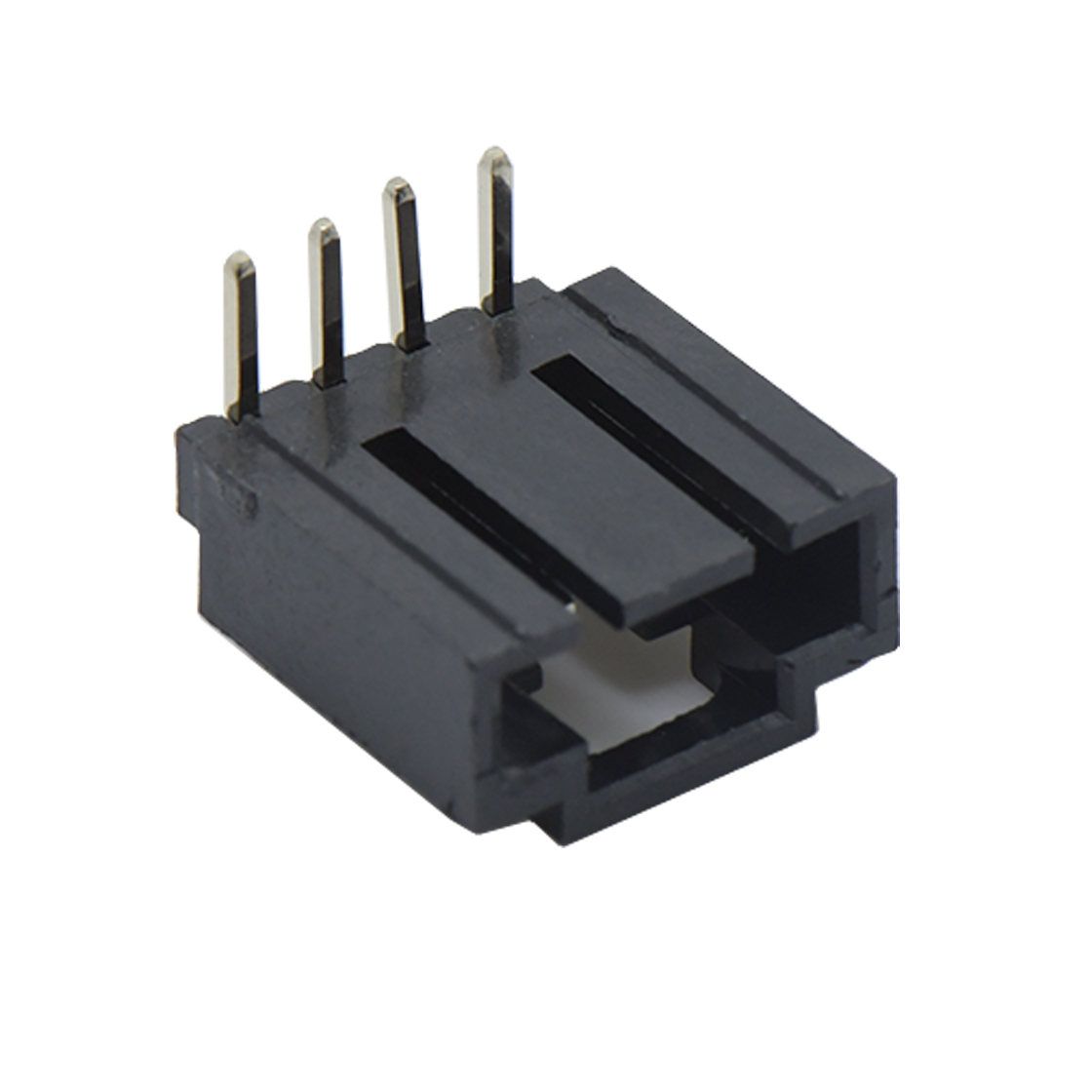 Pitch 2.54mm 90°DIP 卧插带扣 Wafer LCP 4Pin 黑色 镀全金15u"